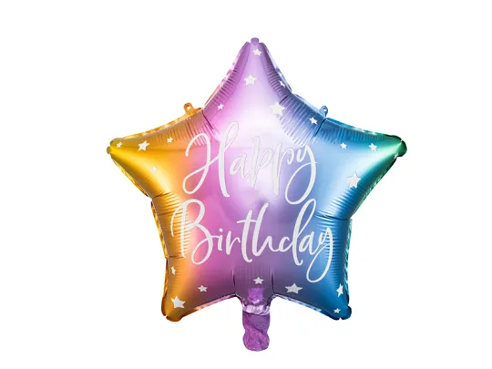 Fóliový balónik - Happy Birthday Farebná Naplnený héliom