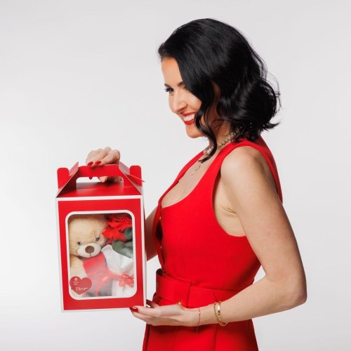 Krabička Lásky - plyšák a kytica