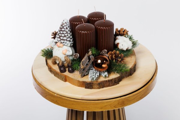 Adventný aranžmán - Merry Christmas, hnedý