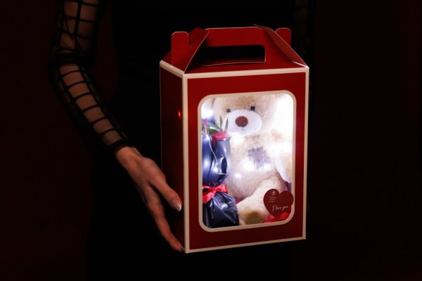 Krabička Lásky - plyšák a kytica