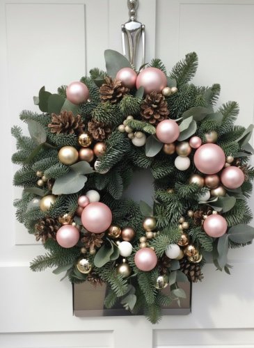 Exkluzívny vianočný veniec na dvere - WelcomeXmas, pink