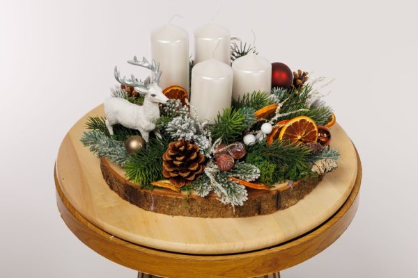 Adventný aranžmán - Merry Christmas, biely Adventný aranžmán - Merry Christmas, biely