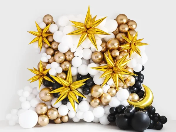 Fóliový balón Star 3D, 70cm - Farba: Šedá, Plnenie balónov: Bez náplne
