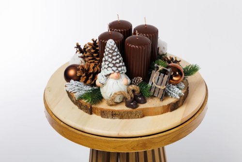 Adventný aranžmán - Merry Christmas, hnedý