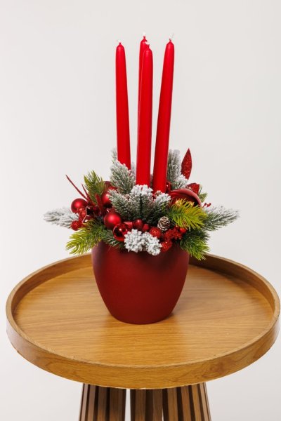 Adventný aranžmán - Vianoce,červený