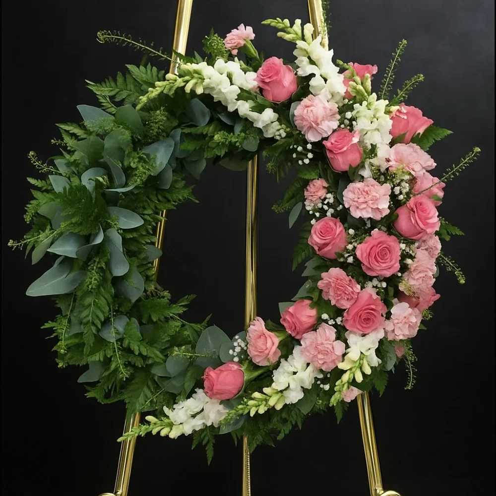 Exkluzívny Smútočný veniec - pink - Veľkosť: L