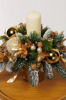 Aranžmán s jednou sviečkou - Golden extravaganza - Variant aranžmánu: bez sviečok