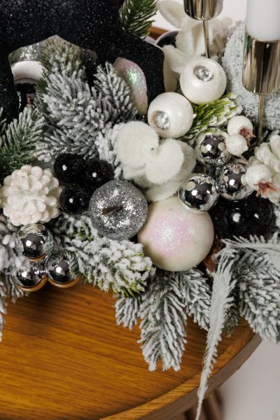 Aranžmán s jednou sviečkou-White elegance - Variant aranžmánu: so sviečkami