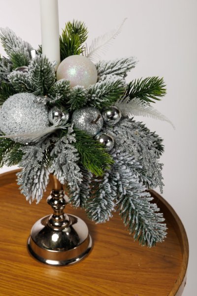 Aranžmán s jednou sviečkou-White elegance - Variant aranžmánu: so sviečkami