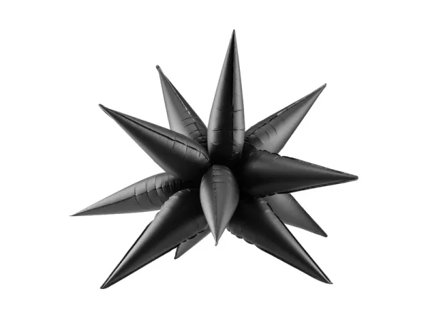 Fóliový balón Star 3D, 95cm - Farba: Čierna, Plnenie balónov: Naplnený héliom
