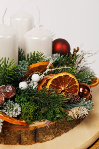 Adventný aranžmán - Merry Christmas, biely Adventný aranžmán - Merry Christmas, biely