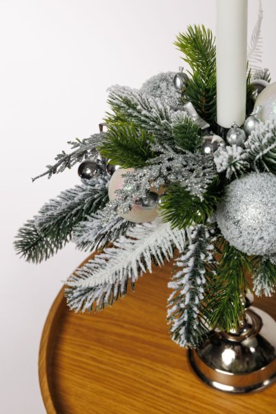 Aranžmán s jednou sviečkou-White elegance - Variant aranžmánu: so sviečkami