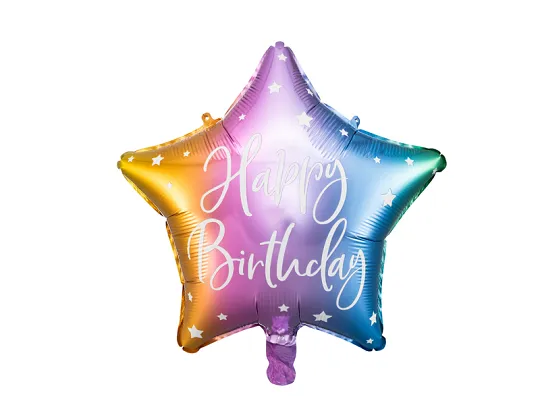 Fóliový balónik - Happy Birthday - Farba: Farebná, Plnenie balónov: Bez náplne