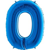 Fóliový balón číslo ''0'' - 102 cm - Farba: Modrá, Plnenie balónov: Naplnený héliom