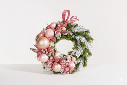 Vianočný veniec na dvere - Pink Xmas