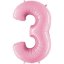 Fóliový balón číslo ''3" - 102 cm - Farba: Ružová, Plnenie balónov: Naplnený héliom