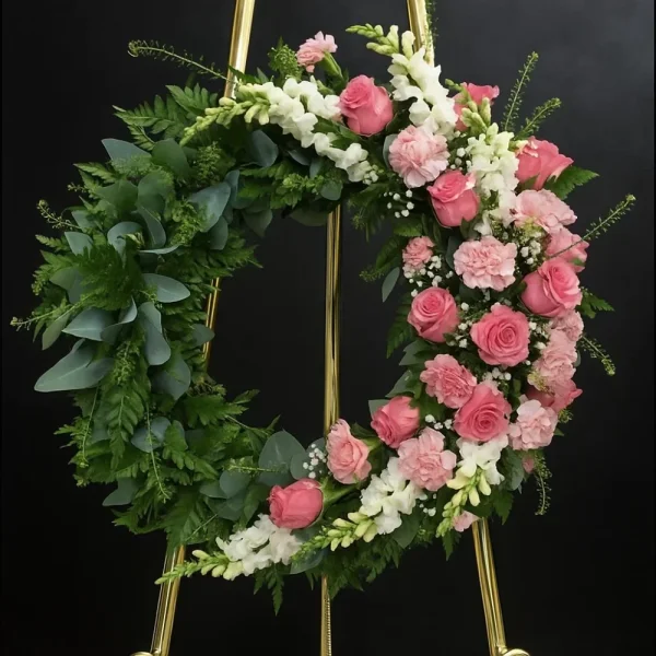 Exkluzívny Smútočný veniec - pink - Veľkosť: L