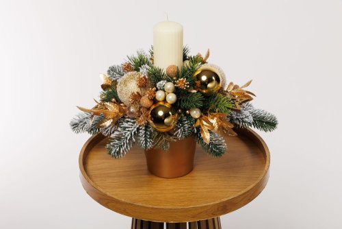 Aranžmán s jednou sviečkou - Golden extravaganza