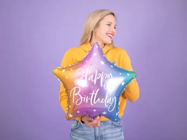 Fóliový balónik - Happy Birthday - Farba: Farebná, Plnenie balónov: Bez náplne