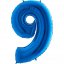 Fóliový balón číslo ''9" - 102 cm - Farba: Modrá, Plnenie balónov: Naplnený héliom