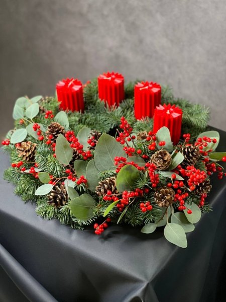 Adventný veniec - Čarovné Vianoce - Variant aranžmánu: so sviečkami