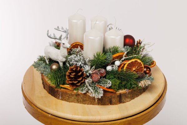 Adventný aranžmán - Merry Christmas, biely Adventný aranžmán - Merry Christmas, biely