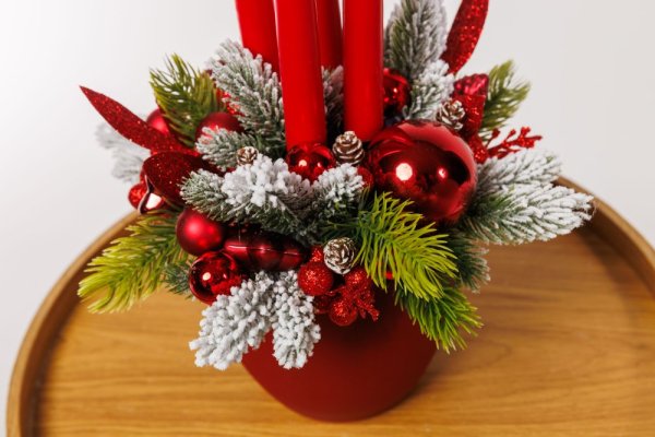Adventný aranžmán - Vianoce,červený