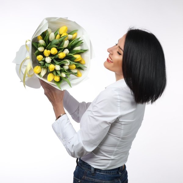 Milované tulipány, klasické - bielo/žltá verzia