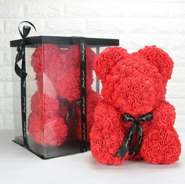 Luxury Rose Bear – red