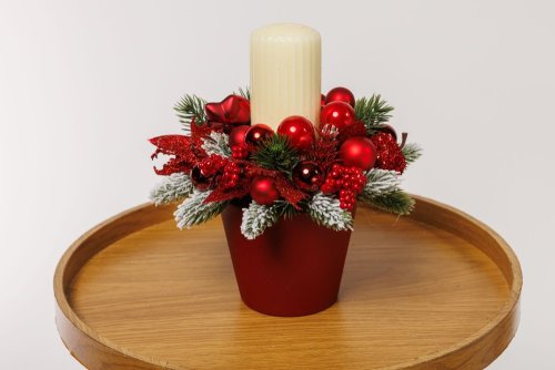 Aranžmán s jednou sviečkou - Red extravaganza