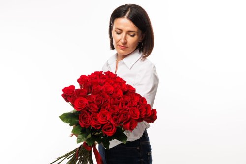 Červené ruže - mono kytica - 60-70cm