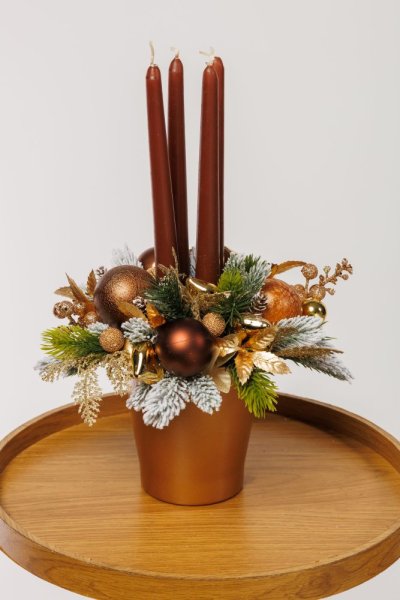 Adventný aranžmán - Vianoce, hnedý