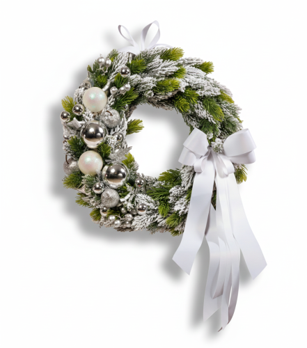 Vianočný veniec na dvere - White elegance