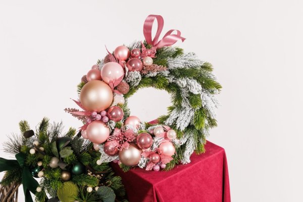 Vianočný veniec na dvere - Pink Xmas