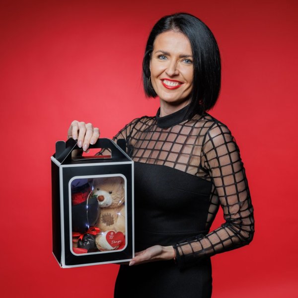 Krabička Lásky - plyšák a kytica