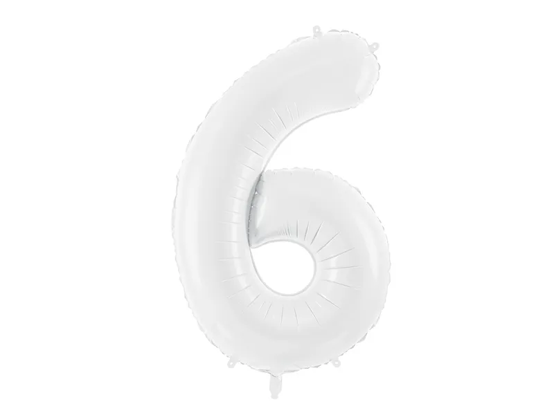 Fóliový balón číslo ''6'' - Farba: Biela, Plnenie balónov: Bez náplne Fóliový balón číslo ''6'' - Farba: Biela, Plnenie balónov: Bez náplne