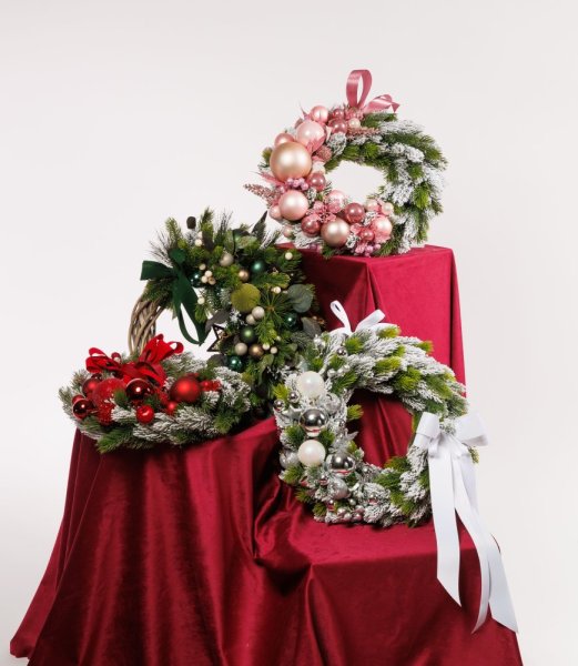 Vianočný veniec na dvere - Pink Xmas