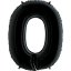 Fóliový balón číslo ''0'' - 102 cm - Farba: Čierna, Plnenie balónov: Naplnený vzduchom
