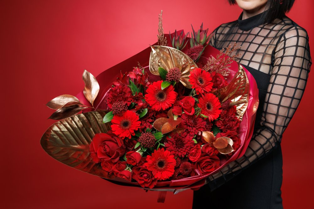 Exkluzívny Výber floristu - RED&GOLD - Veľkosť: XL