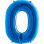 Fóliový balón číslo ''0'' - 102 cm - Farba: Modrá, Plnenie balónov: Naplnený vzduchom