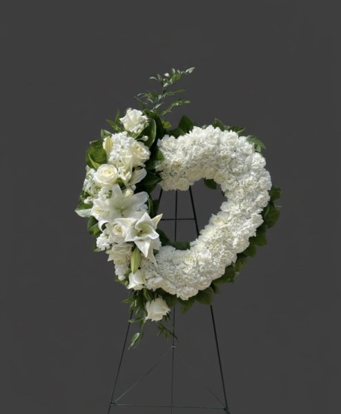 Elegantné smútočné srdce - biele