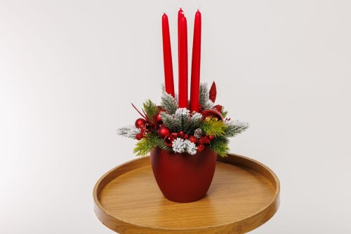 Adventný aranžmán - Vianoce,červený