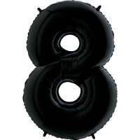 Fóliový balón číslo ''8" - 102 cm - Farba: Čierna, Plnenie balónov: Bez náplne