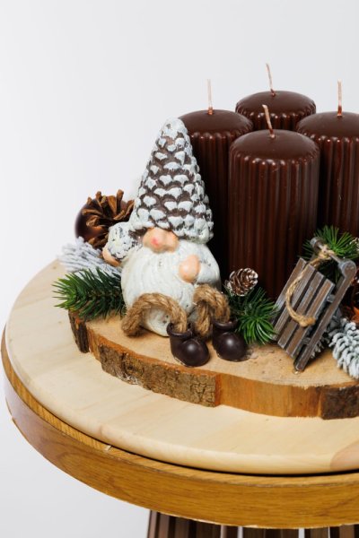 Adventný aranžmán - Merry Christmas, hnedý