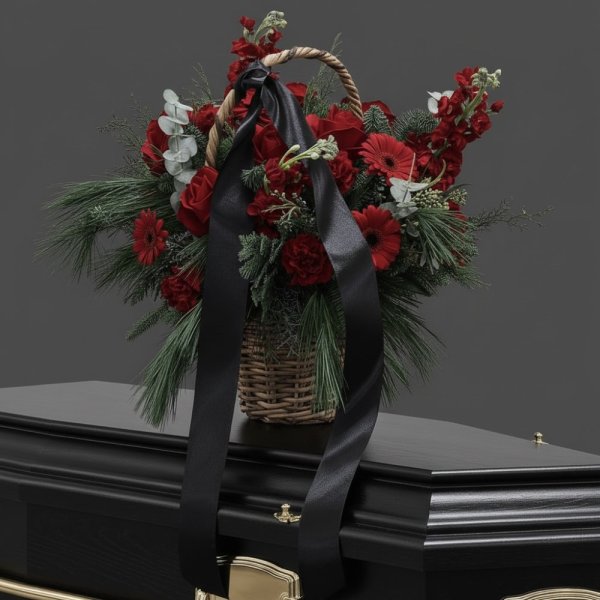 Smútočný košík - Tichá spomienka, červený Smútočný košík - Tichá spomienka, červený